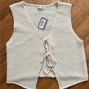 Sweater tie front tank top